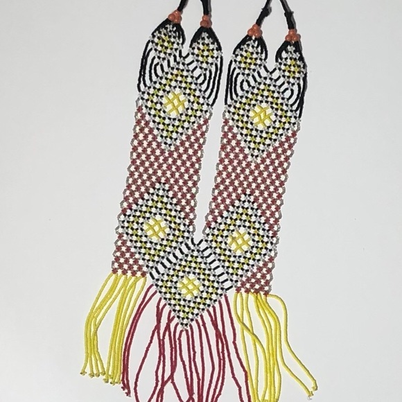 New Tribal Necklace Yellow Red & Black Seed Bead - Picture 6 of 6